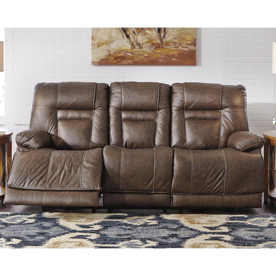 wurstrow brown power leather reclining sofa   