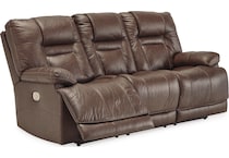 wurstrow umber power leather reclining sofa   
