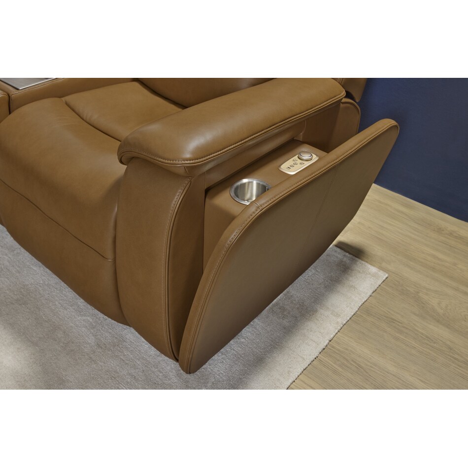 zadie brown power leather reclining console loveseat   