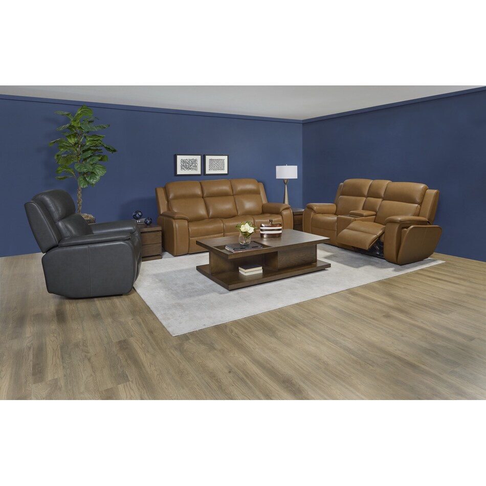 zadie brown power leather reclining console loveseat   