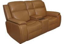 zadie camel power leather reclining console loveseat   