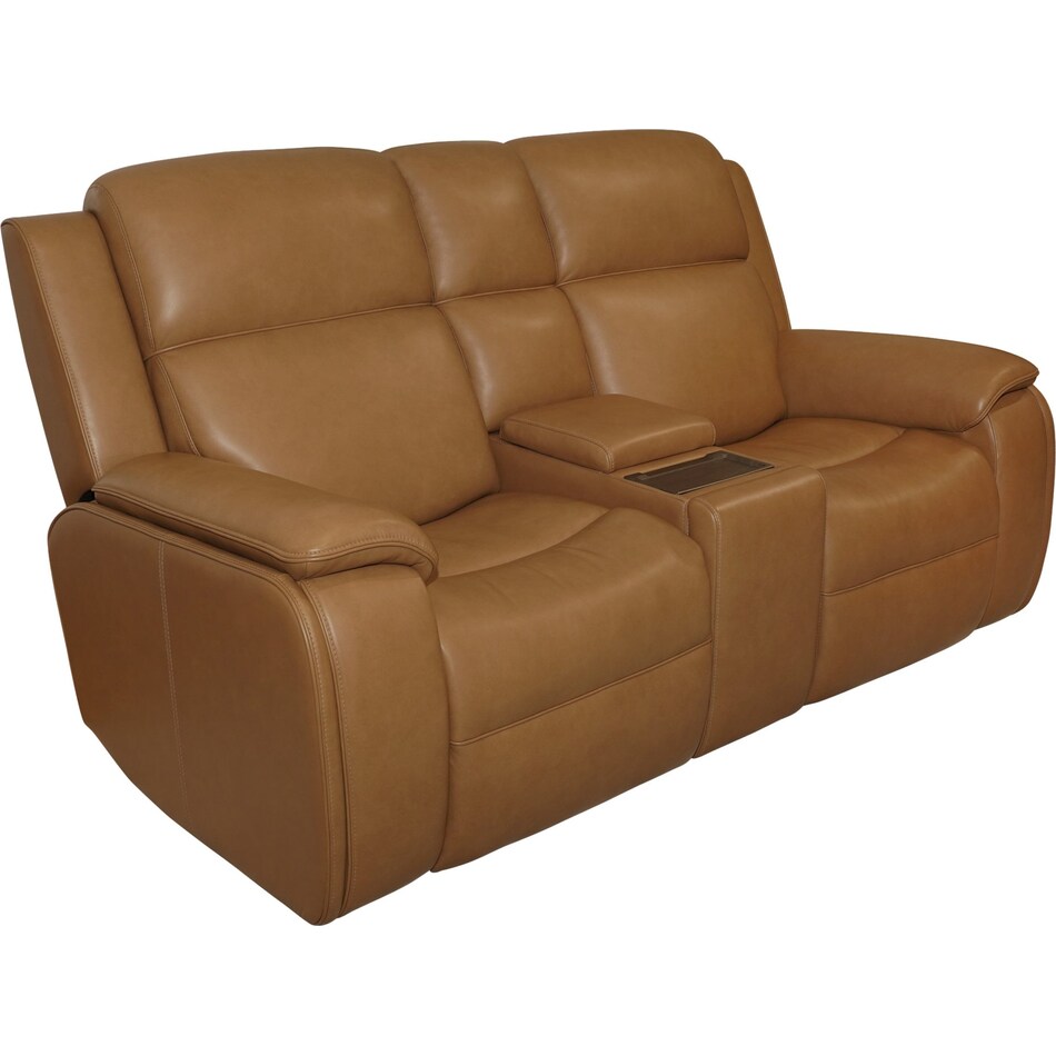 zadie camel power leather reclining console loveseat   