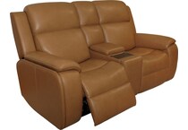 zadie camel power leather reclining console loveseat   