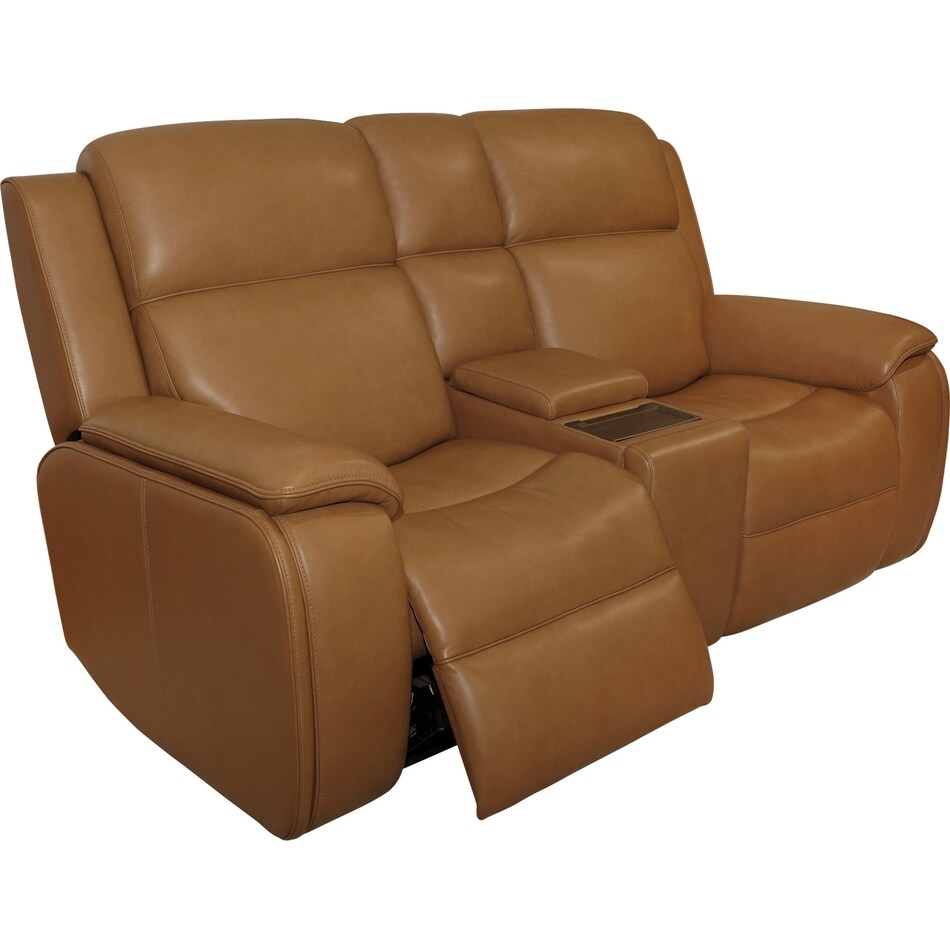 zadie camel power leather reclining console loveseat   
