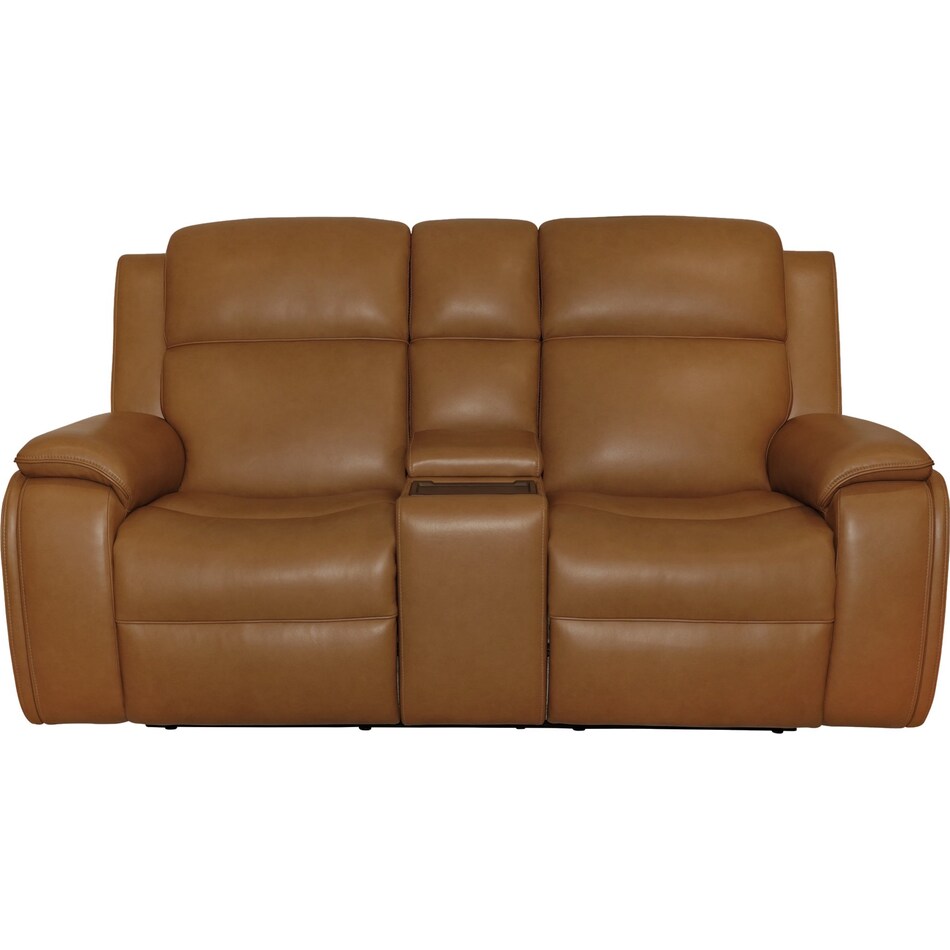 zadie camel power leather reclining console loveseat   