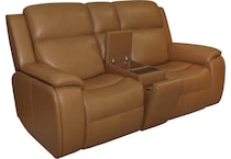 zadie camel power leather reclining console loveseat   