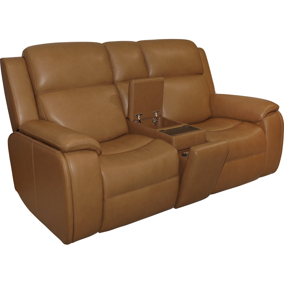 zadie camel power leather reclining console loveseat   