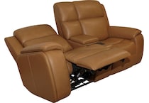 zadie camel power leather reclining console loveseat   