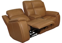 zadie camel power leather reclining console loveseat   