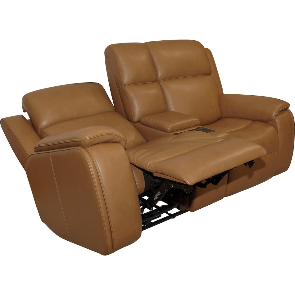 zadie camel power leather reclining console loveseat   