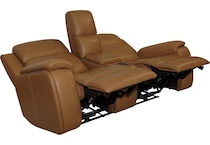 zadie camel power leather reclining console loveseat   
