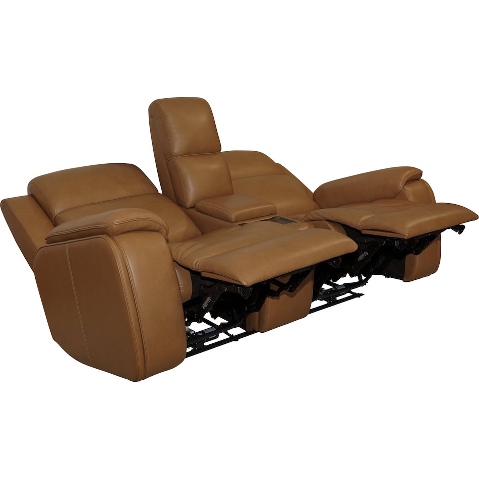 zadie camel power leather reclining console loveseat   