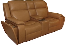 zadie camel power leather reclining console loveseat   