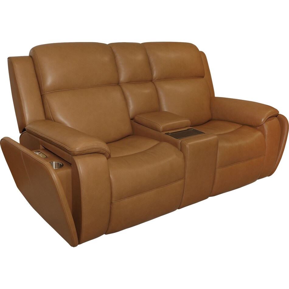 zadie camel power leather reclining console loveseat   