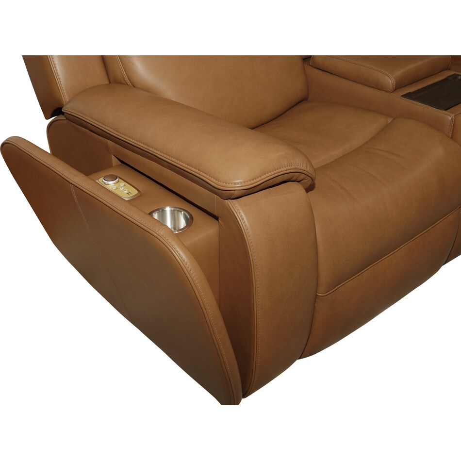 zadie camel power leather reclining console loveseat   