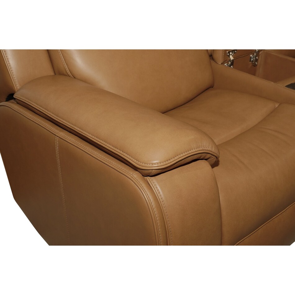 zadie camel power leather reclining console loveseat   