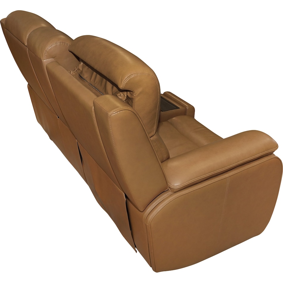 zadie camel power leather reclining console loveseat   