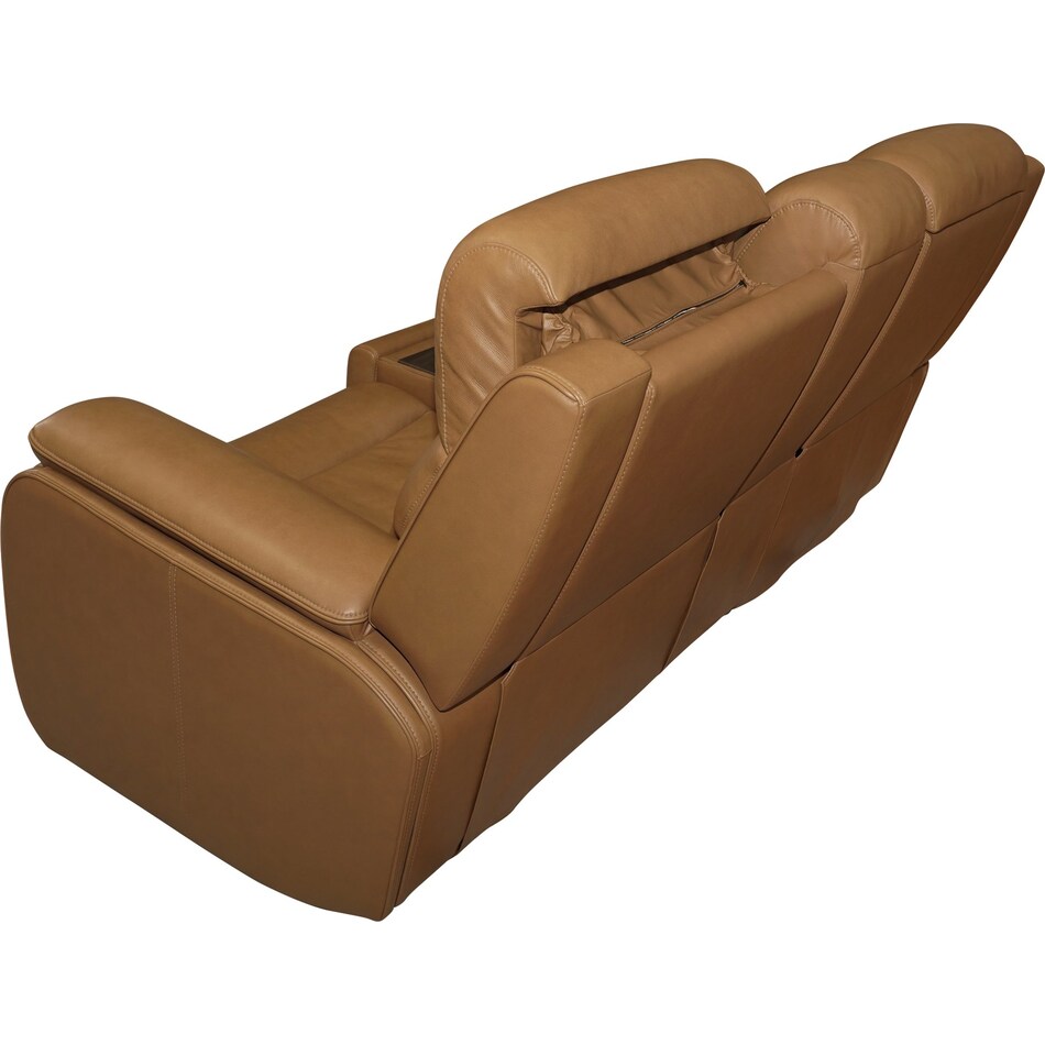 zadie camel power leather reclining console loveseat   