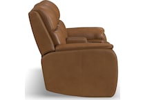 zadie camel power leather reclining console loveseat   