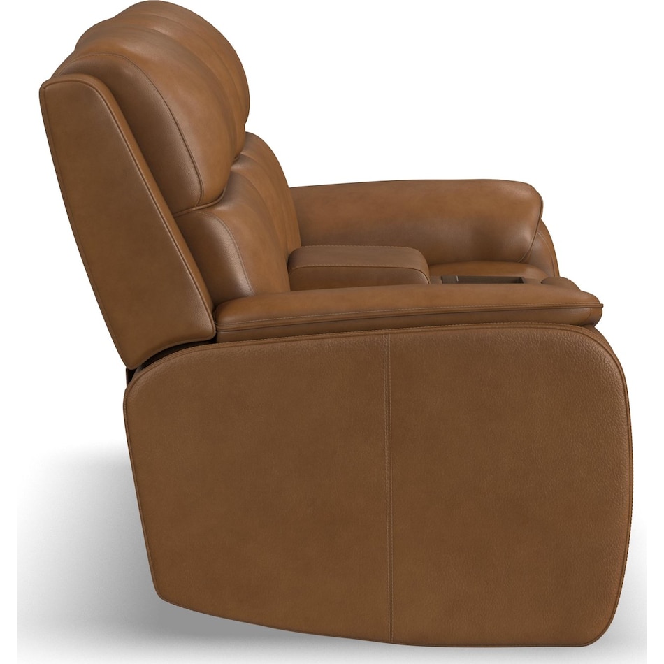 zadie camel power leather reclining console loveseat   