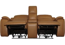 zadie camel power leather reclining console loveseat   