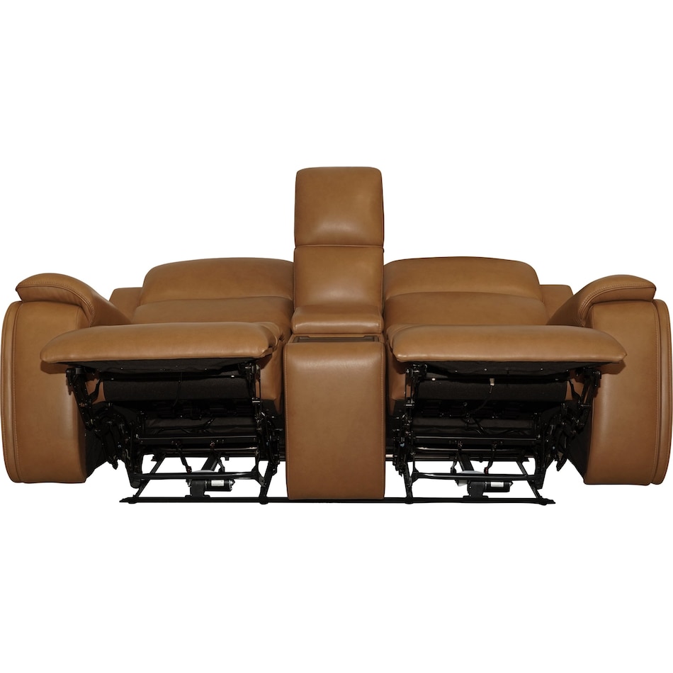 zadie camel power leather reclining console loveseat   