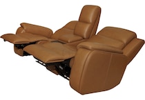 zadie camel power leather reclining console loveseat   