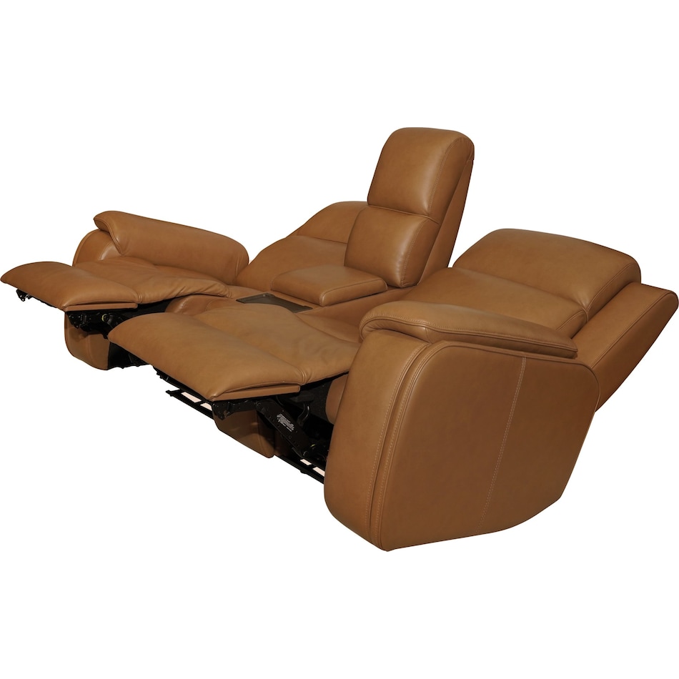 zadie camel power leather reclining console loveseat   