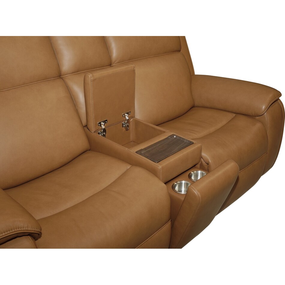 zadie camel power leather reclining console loveseat   