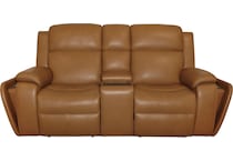zadie camel power leather reclining console loveseat   