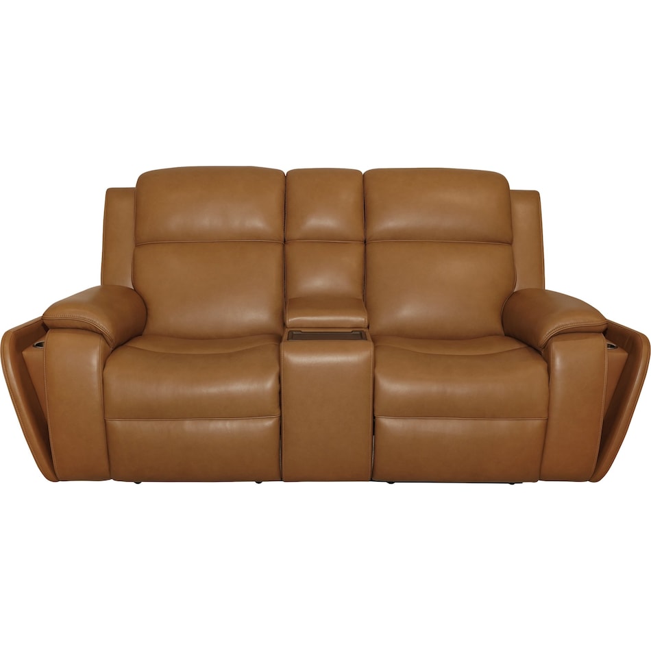 zadie camel power leather reclining console loveseat   