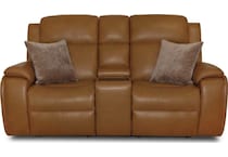 zadie camel power leather reclining console loveseat   
