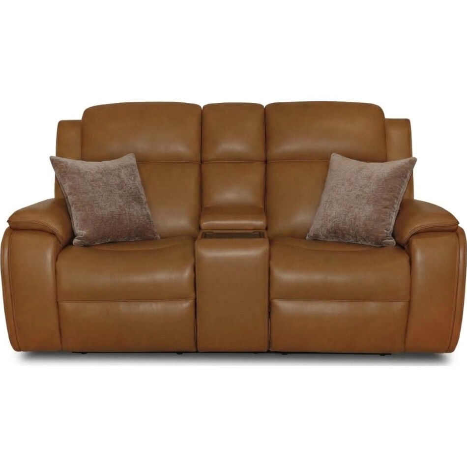 zadie camel power leather reclining console loveseat   
