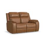 zadie camel power leather reclining loveseat   