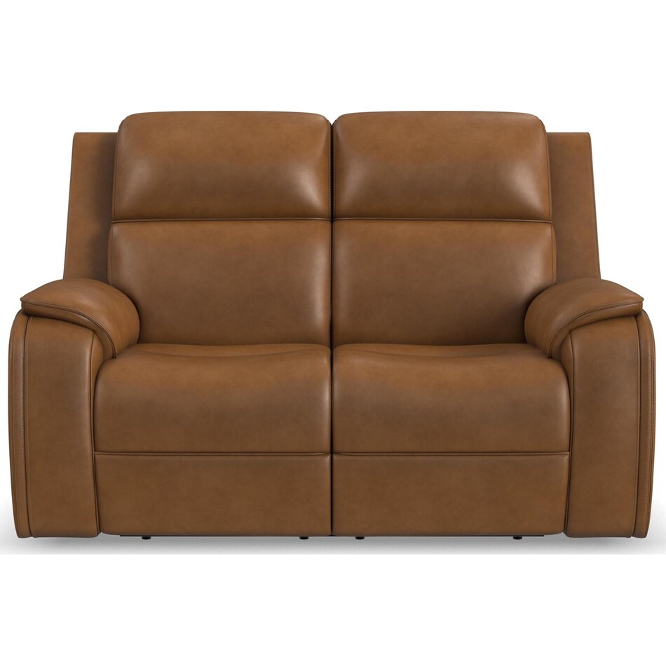 zadie camel power leather reclining loveseat   
