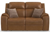 zadie camel power leather reclining loveseat   