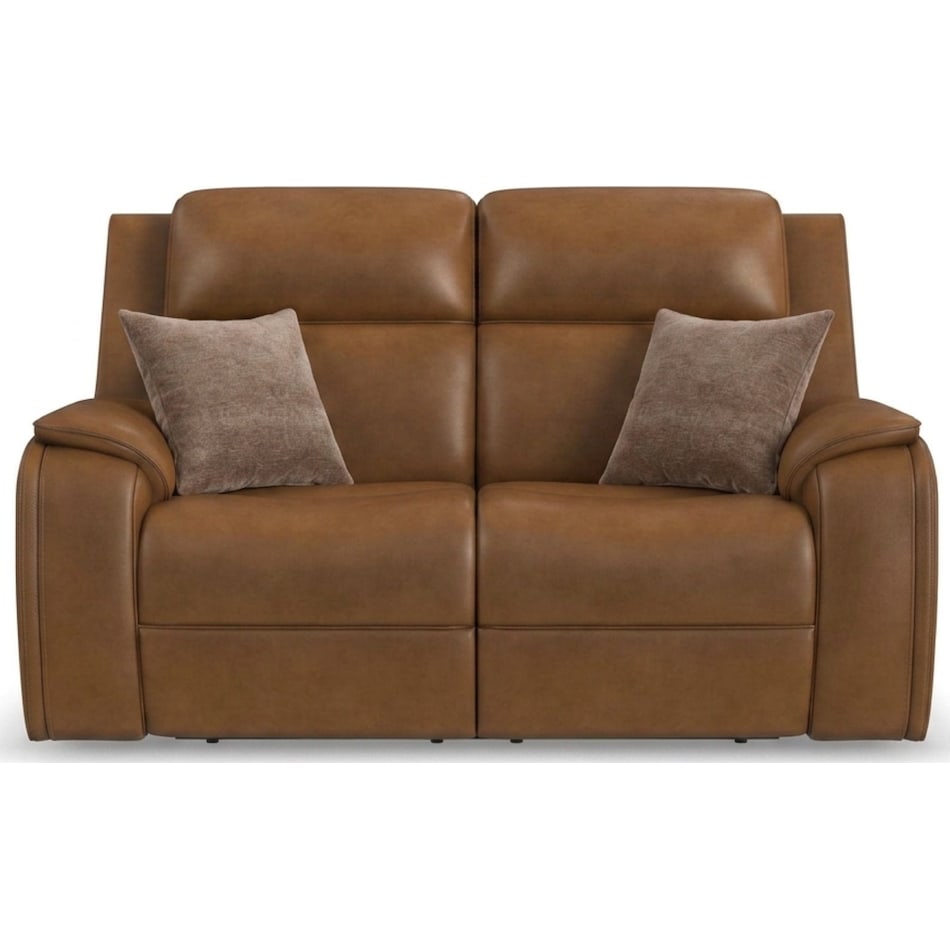 zadie camel power leather reclining loveseat   