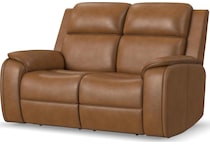 zadie camel power leather reclining loveseat   