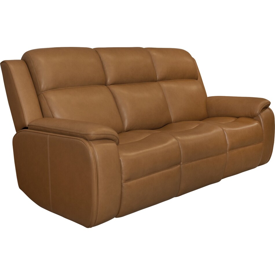 zadie camel power leather reclining sofa   