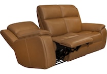 zadie camel power leather reclining sofa   
