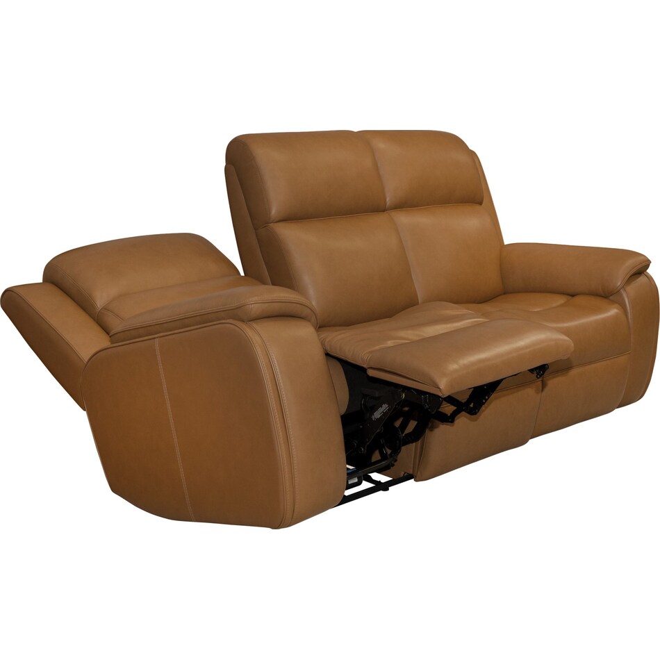 zadie camel power leather reclining sofa   