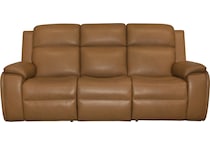 zadie camel power leather reclining sofa   