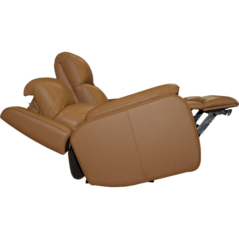 zadie camel power leather reclining sofa   