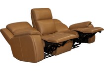zadie camel power leather reclining sofa   