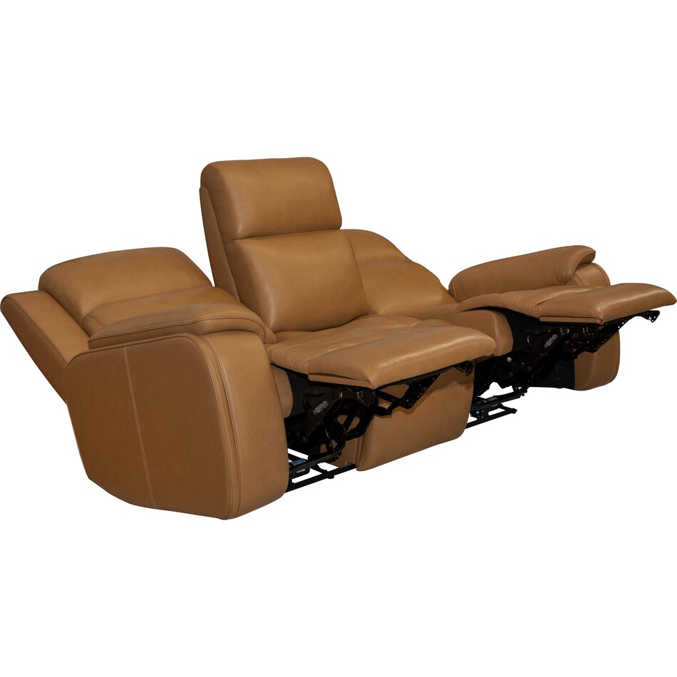 zadie camel power leather reclining sofa   