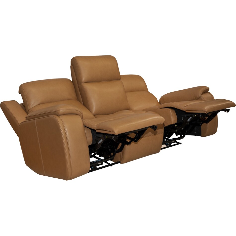 zadie camel power leather reclining sofa   