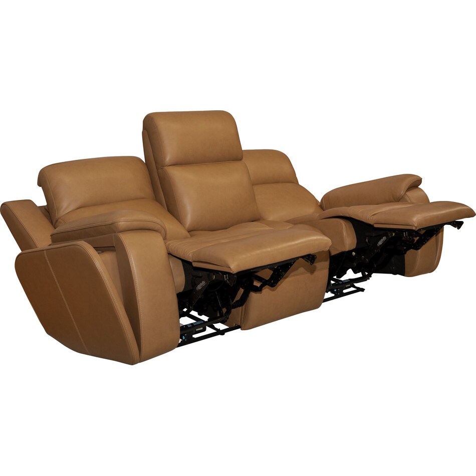 zadie camel power leather reclining sofa   
