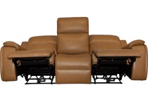 zadie camel power leather reclining sofa   