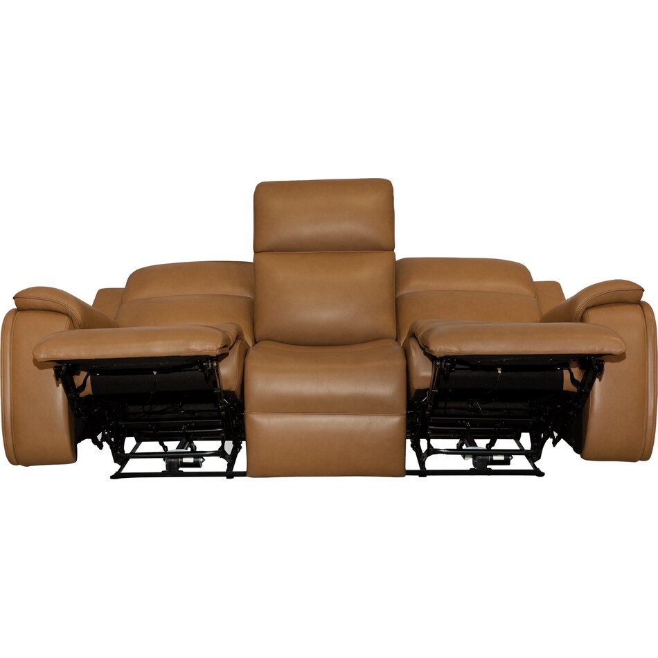 zadie camel power leather reclining sofa   