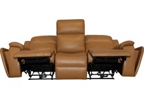 zadie camel power leather reclining sofa   